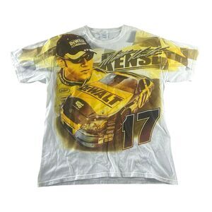 Vtg Matt Kenseth NASCAR AOP Graphic Shirt Mens Large Double Sided DeWalt Y2K